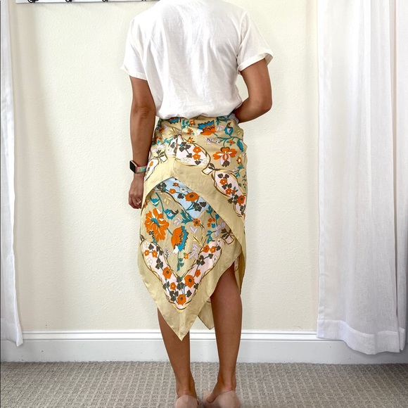 Etcetera 100% Silk Floral Skirt Asymmetrical Hem - Picture 3 of 12